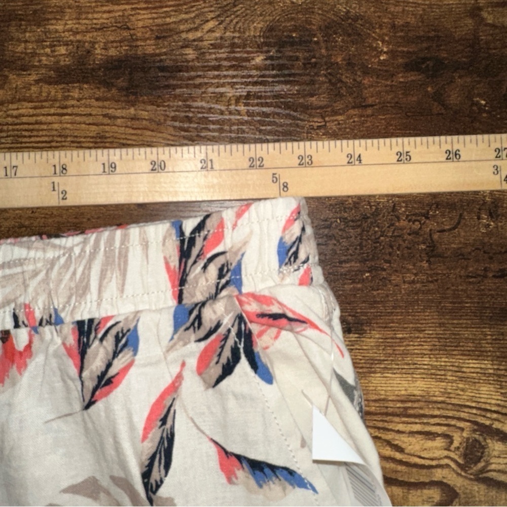 Briggs Pants Womens 3X Beige Multicolor Floral Pull On Linen Blend Wide Leg NWT - Picture 5 of 9